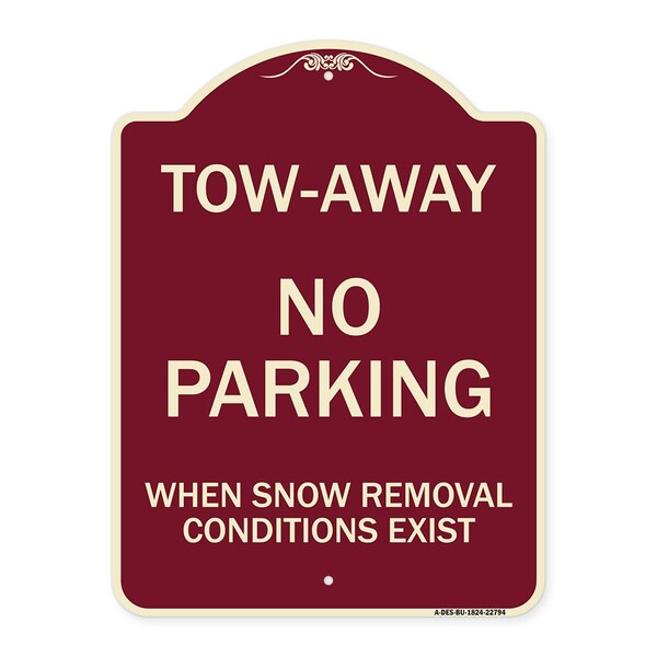 Tow-Away No Parking When Snow Removal Conditions Exist Heavy-Gauge Alum, 18" L, 24" H, BU-1824-22794